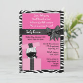 Cute Zebra Cadeau Baby shower Invitation Kaart (Staand voorkant)