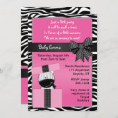 Cute Zebra Cadeau Baby shower Invitation Kaart (Voorkant / Achterkant)