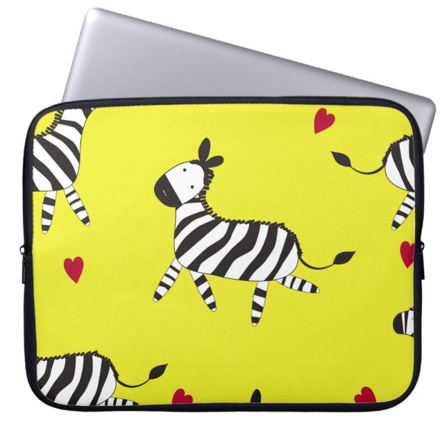 Cute Zebra cartoon naadloze patroonachtergrond zal Laptop Sleeve (Voorkant)