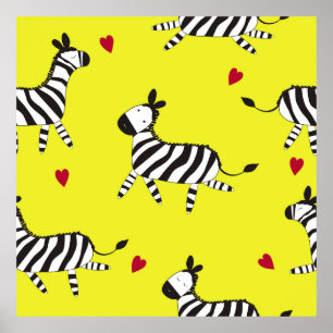 Cute Zebra cartoon naadloze patroonachtergrond zal Poster
