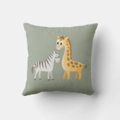 Cute Zebra en Giraffe Safari Baby Kussen (Achterkant)
