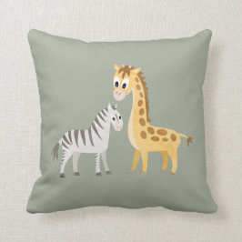 Cute Zebra en Giraffe Safari Baby Kussen