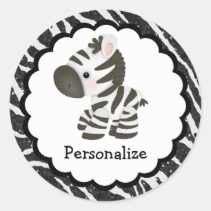Cute Zebra en Glitter Animal Print Stickers
