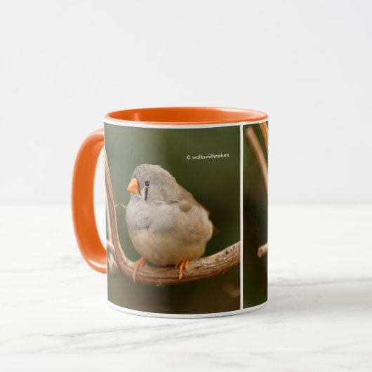 Cute Zebra Finch Songbird Sitting Mok (Voorkant links)