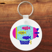 Cute Zebra Fish in een Zeppelin Sleutelhanger (Voorkant)