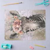 Cute Zebra Floral Waterverf Tissuepapier (Craft)