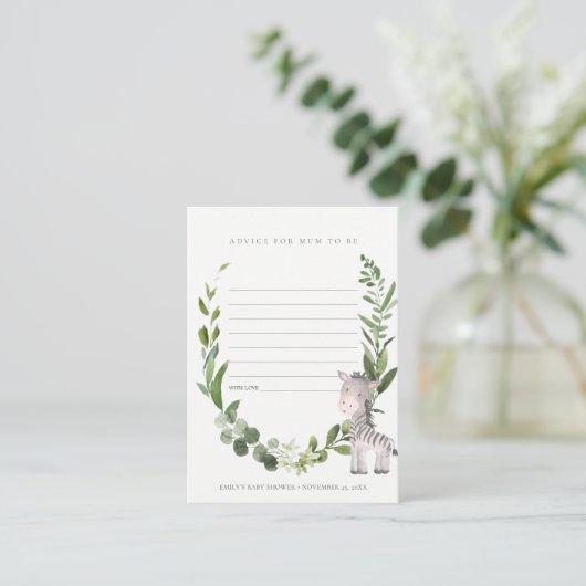 Cute Zebra Foliage Advice for Mum Baby shower Informatiekaartje (Staand voorkant)