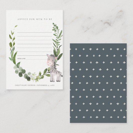 Cute Zebra Foliage Advice for Mum Baby shower Informatiekaartje (Voorkant / Achterkant)