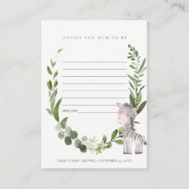 Cute Zebra Foliage Advice for Mum Baby shower Informatiekaartje