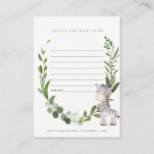 Cute Zebra Foliage Advice for Mum Baby shower Informatiekaartje