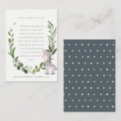 Cute Zebra Foliage Books for Baby shower Informatiekaartje (Voorkant / Achterkant)
