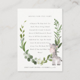 Cute Zebra Foliage Books for Baby shower Informatiekaartje