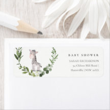 Cute Zebra Foliage Wreatage Baby shower Address