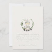 Cute Zebra Foliage WreatPhoto Birth Announance Bedankkaart (Achterkant)