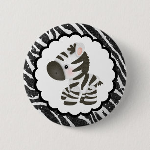 Cute Zebra & Glitter Animal Print Ronde Button 5,7 Cm