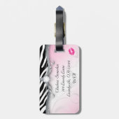 Cute Zebra Happy Travels Funny Bagagelabel (Achterkant verticaal)
