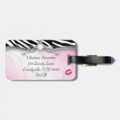 Cute Zebra Happy Travels Funny Bagagelabel (Achterkant horizontaal)