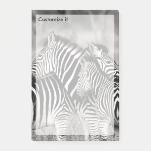 Cute Zebra Herd Natuur Safari Black White Post-it® Notes