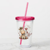 “Cute Zebra Holding Heart  Acryl Drinkbeker (Achterkant)