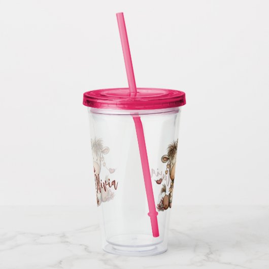 “Cute Zebra Holding Heart  Acryl Drinkbeker (Links)