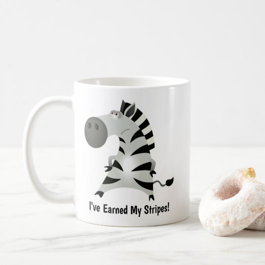 Cute Zebra: Ik heb mijn strepen verdiend. Koffiemok (Met donut)