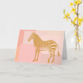 Cute  Zebra Illustration in Pink and Gold Kaart (Gele Bloem)