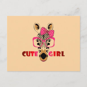 Cute Zebra kent een koetsmeisje; Cartoon en slogan Briefkaart