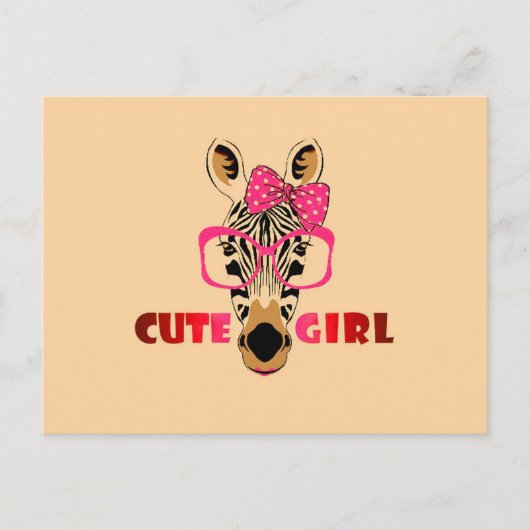 Cute Zebra kent een koetsmeisje; Cartoon en slogan Briefkaart (Voorkant)