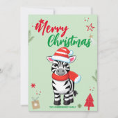 Cute Zebra Kerstboom Vakantie Familie naam Feestdagenkaart (Voorkant)