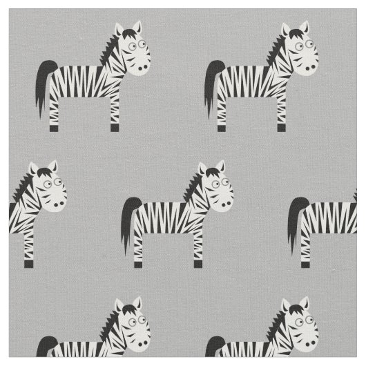 Cute Zebra Kind Baby Nursery Grey Stof (Close Up)