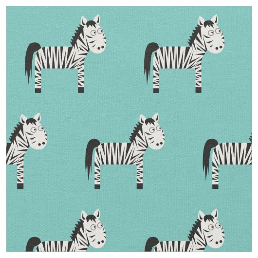 Cute Zebra Kind Baby Nursery Teal Stof (Close Up)