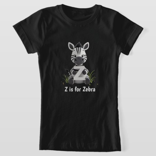 Cute Zebra Kinder T-Shirt | Z is voor Zebra Alfabe (Laagn)