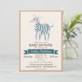 Cute Zebra, Oerwoud dierentuin Baby shower Kaart (Staand voorkant)