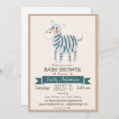 Cute Zebra, Oerwoud dierentuin Baby shower Kaart (Voorkant / Achterkant)