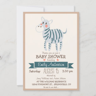Cute Zebra, Oerwoud dierentuin Baby shower Kaart