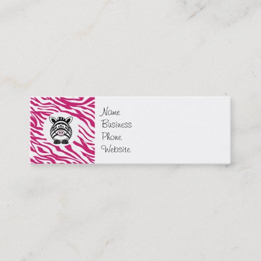Cute Zebra on Pink Zebra Animal Print Zoo Gifts Mini Visitekaartje (Voorkant)