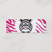 Cute Zebra on Pink Zebra Animal Print Zoo Gifts Mini Visitekaartje (Achterkant)