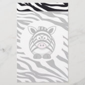 Cute Zebra on Zebra Print Zoo Animals Pattern Briefpapier (Voorkant)