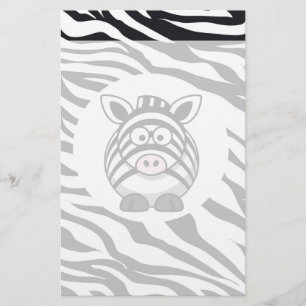 Cute Zebra on Zebra Print Zoo Animals Pattern Briefpapier