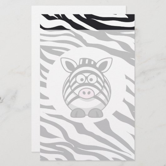 Cute Zebra on Zebra Print Zoo Animals Pattern Briefpapier (Voorkant / Achterkant)