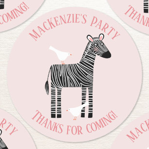 Cute Zebra Party Bedankt Ronde Sticker