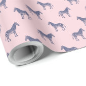 Cute Zebra Pattern in Modern Pink and Blue Cadeaupapier (Rol Hoek)
