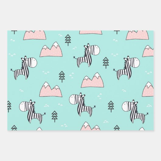 Cute Zebra Pattern Inpakpapier Vel (Voorkant 2)
