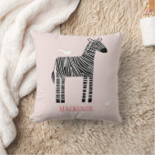 Cute Zebra Personalized Blush Pink Kussen (Deken)