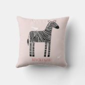 Cute Zebra Personalized Blush Pink Kussen (Achterkant)