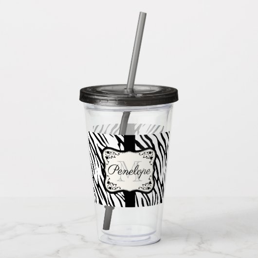 Cute Zebra Print Acryl Drinkbeker (Achterkant)