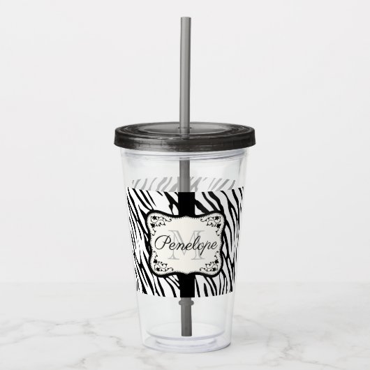 Cute Zebra Print Acryl Drinkbeker (Voorkant)