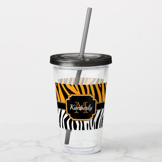 Cute Zebra Print Acryl Drinkbeker (Achterkant)