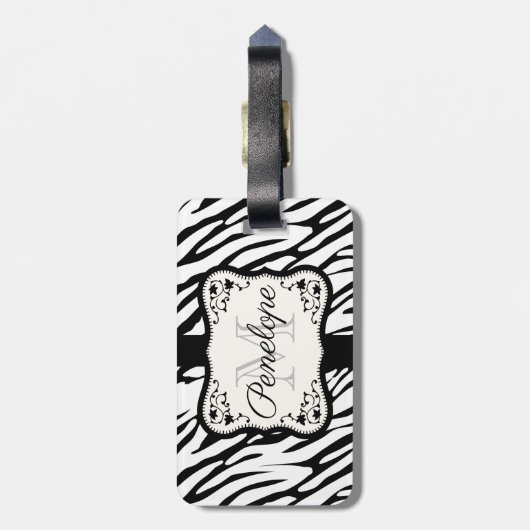 Cute Zebra Print Bagagelabel (Achterkant verticaal)