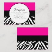 Cute Zebra Print Custom Hot Pink Receptie Info Informatiekaartje (Voorkant / Achterkant)